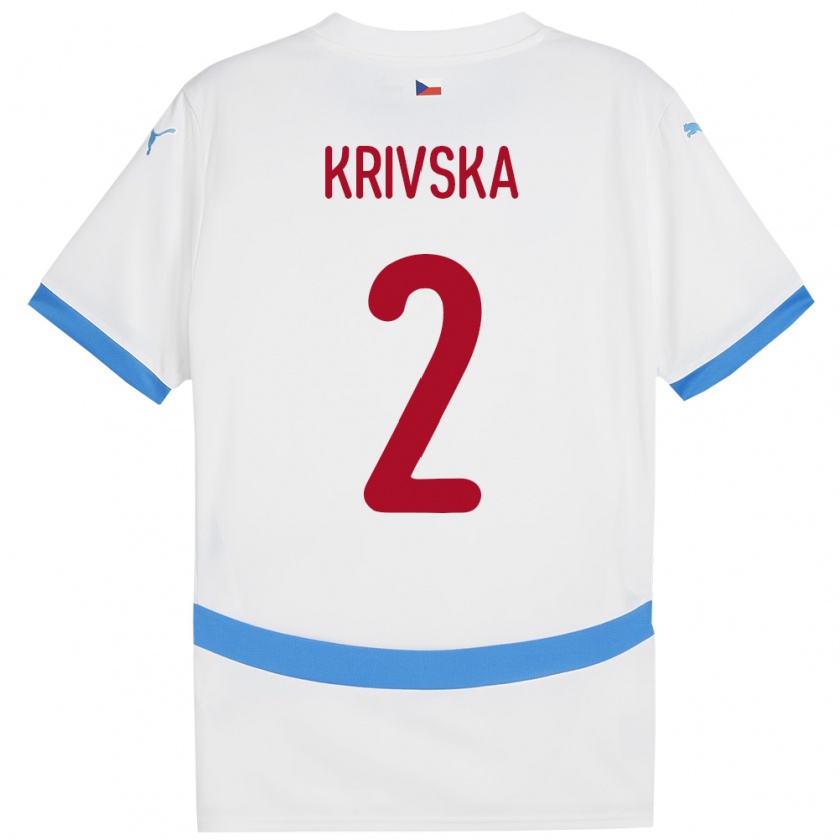 Kandiny Donna Maglia Cechia Karolína Křivská #2 Bianco Kit Gara Away 24-26 Maglietta