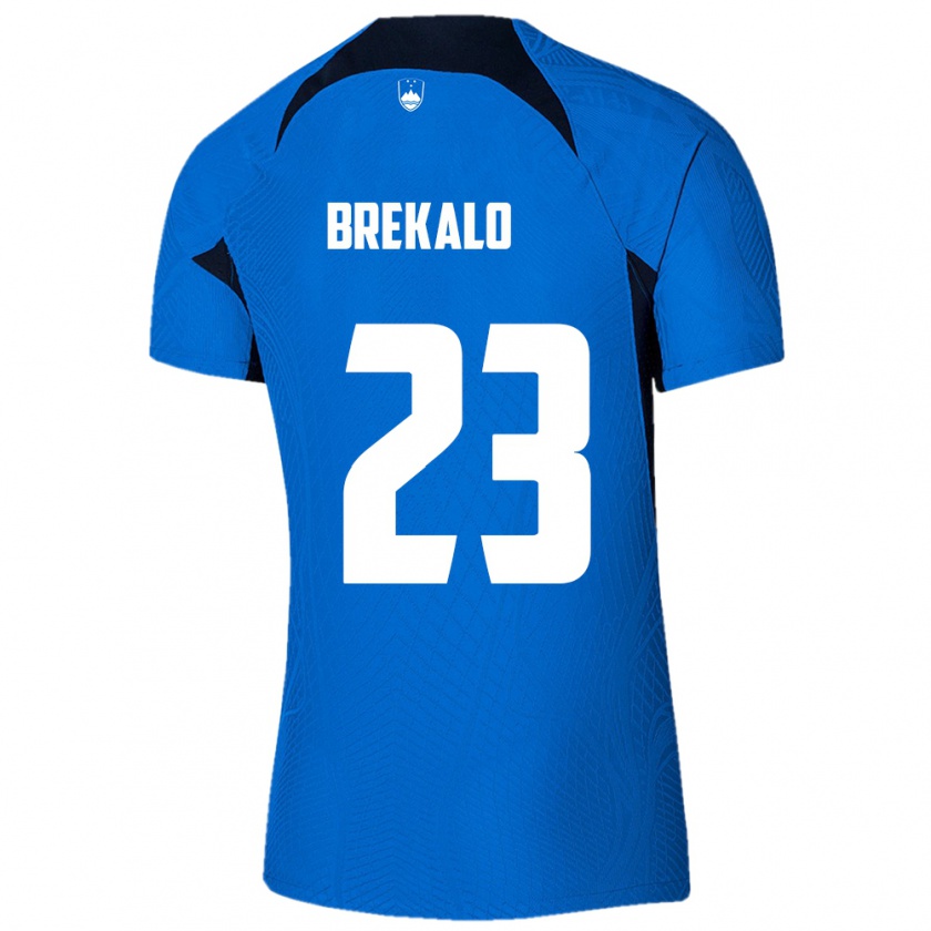 Kandiny Donna Maglia Slovenia David Brekalo #23 Blu Kit Gara Away 24-26 Maglietta