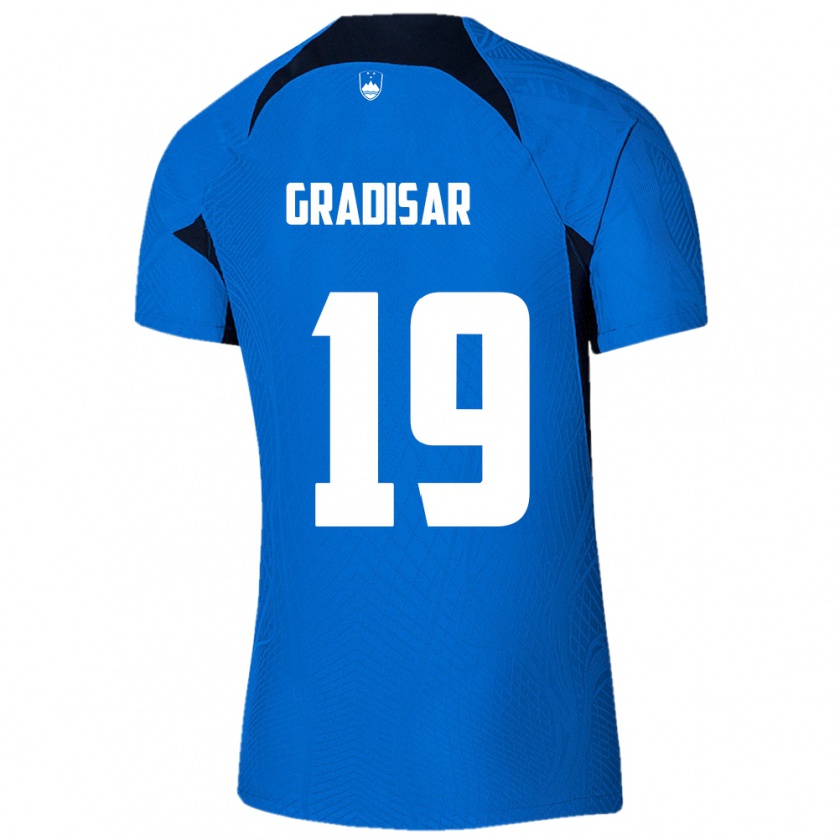 Kandiny Donna Maglia Slovenia Nejc Gradisar #19 Blu Kit Gara Away 24-26 Maglietta