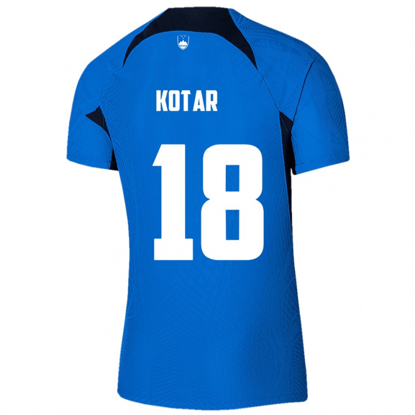 Kandiny Donna Maglia Slovenia Tristan Kotar #18 Blu Kit Gara Away 24-26 Maglietta