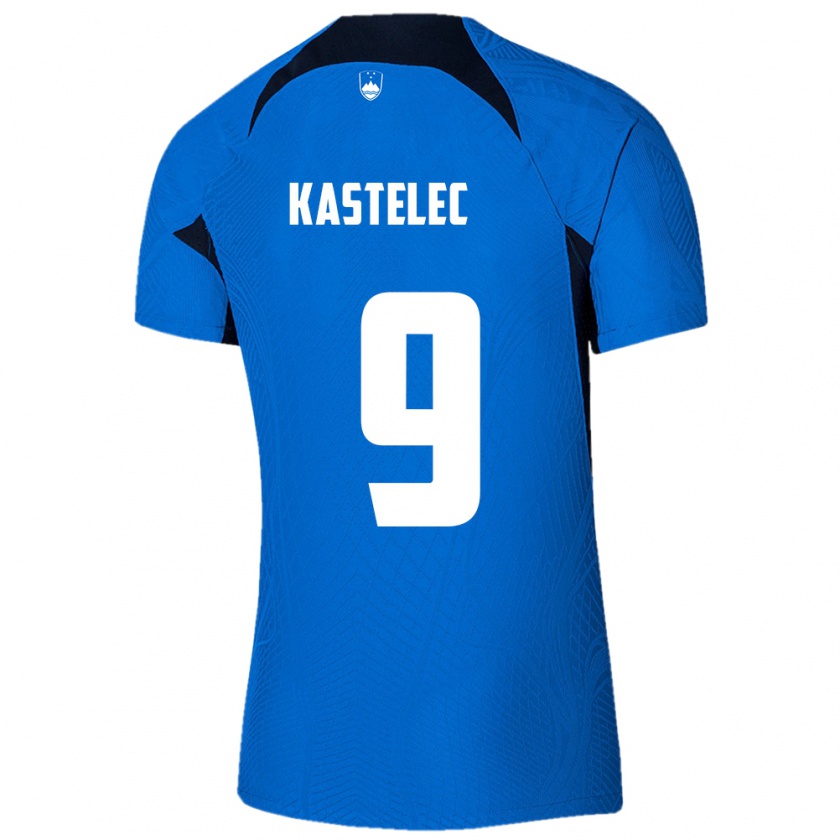 Kandiny Dames Slovenië Mirjam Kastelec #9 Blauw Uitshirt Uittenue 24-26 T-Shirt België