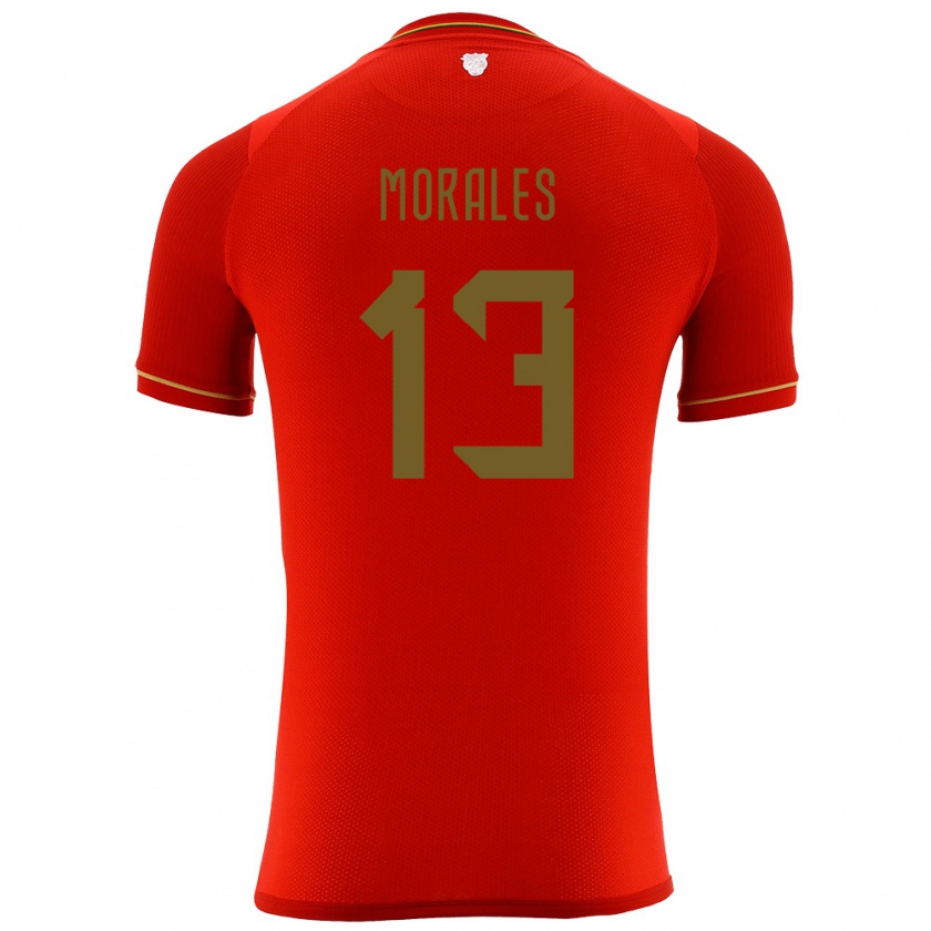 Kandiny Dames Bolivia Ericka Morales #13 Rood Uitshirt Uittenue 24-26 T-Shirt