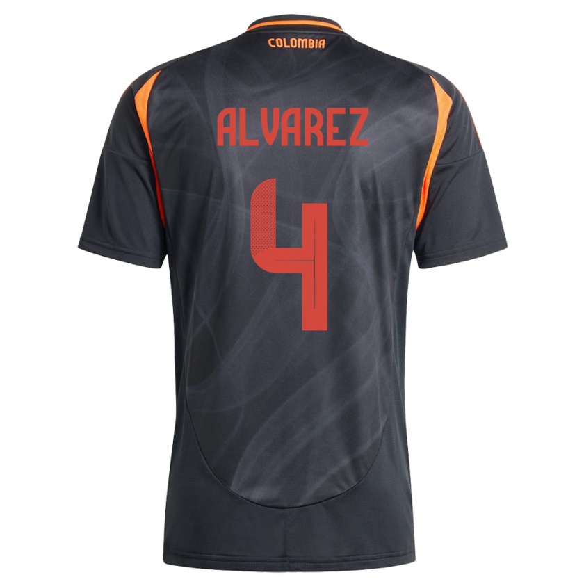 Kandiny Damen Kolumbien Fernando Álvarez #4 Schwarz Auswärtstrikot Trikot 24-26 T-Shirt Österreich