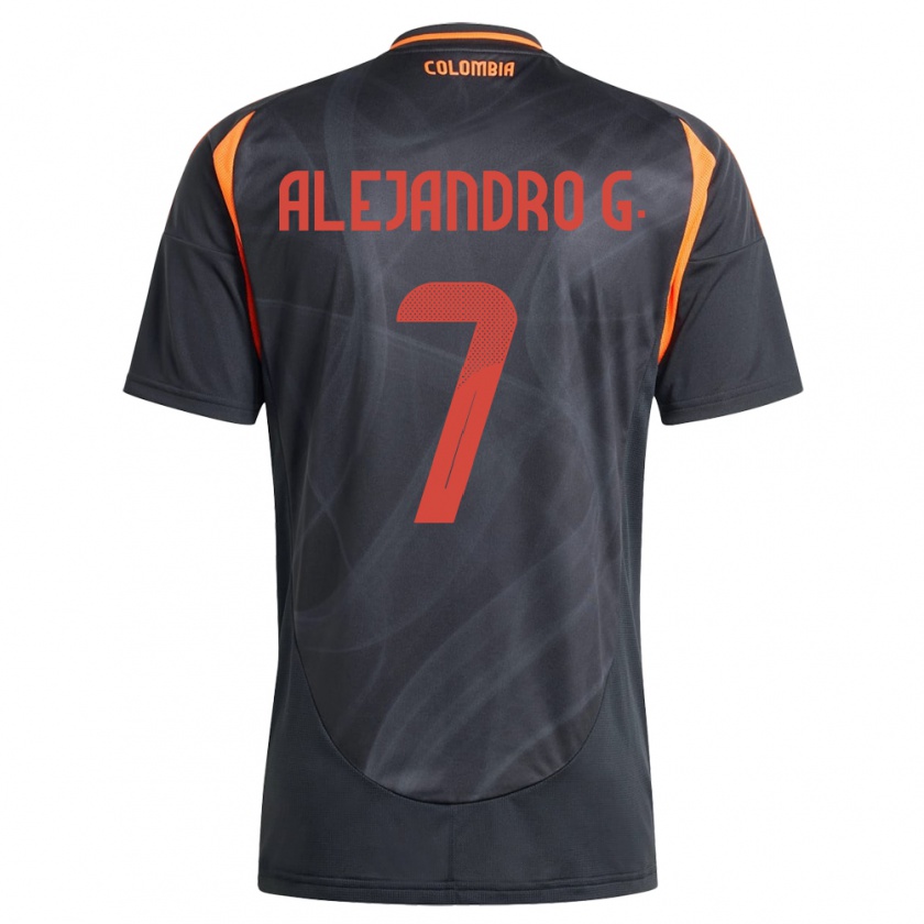 Kandiny Damen Kolumbien Alejandro García #7 Schwarz Auswärtstrikot Trikot 24-26 T-Shirt Österreich