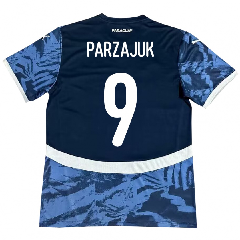 Kandiny Damen Paraguay Kevin Parzajuk #9 Blau Auswärtstrikot Trikot 24-26 T-Shirt Österreich