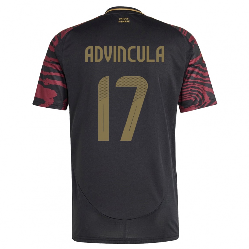 Kandiny Donna Maglia Perù Luis Advíncula #17 Nero Kit Gara Away 24-26 Maglietta