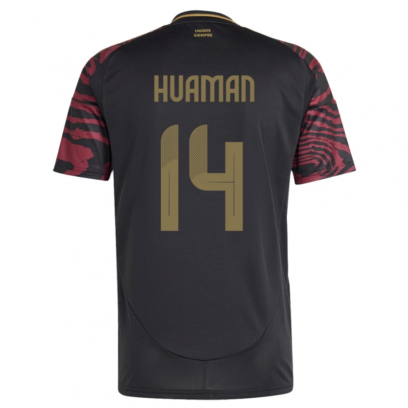 Kandiny Donna Maglia Perù Marco Huamán #14 Nero Kit Gara Away 24-26 Maglietta