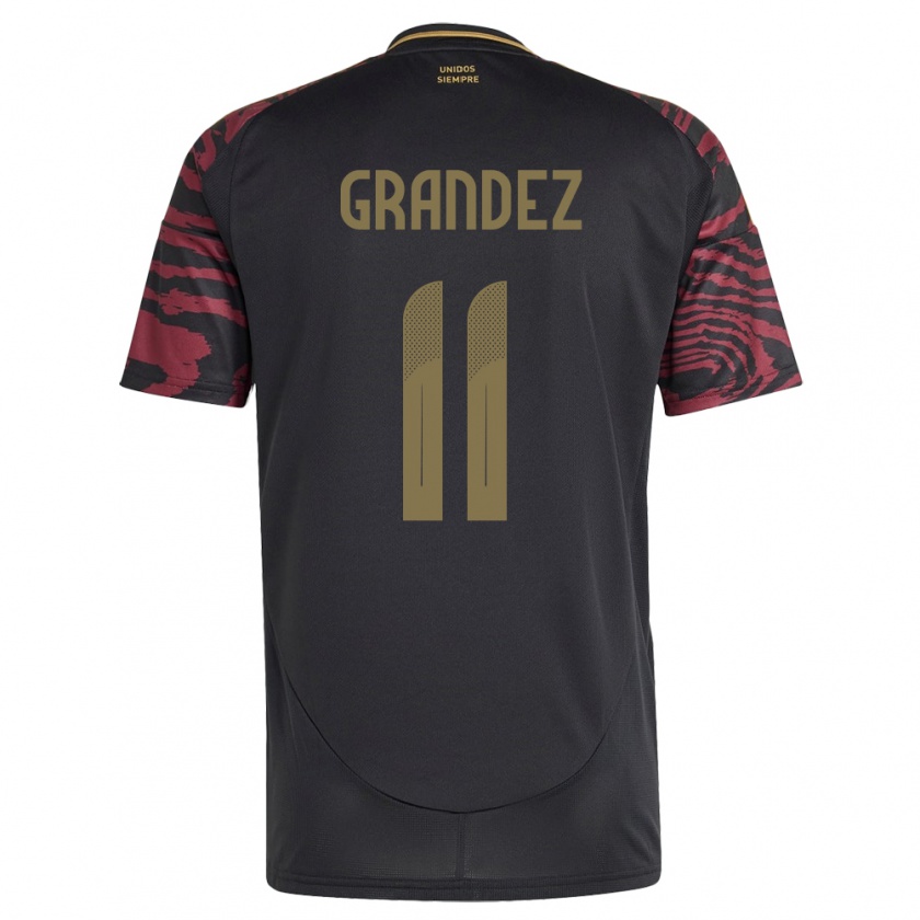 Kandiny Donna Maglia Perù Guillermo Grández #11 Nero Kit Gara Away 24-26 Maglietta