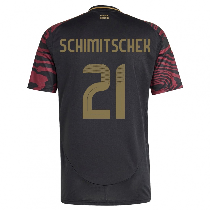 Kandiny Donna Maglia Perù Ian Schimitschek #21 Nero Kit Gara Away 24-26 Maglietta