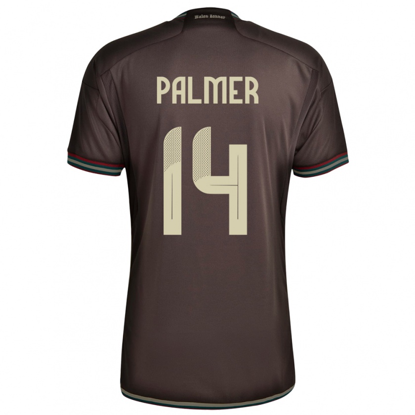 Kandiny Donna Maglia Giamaica Kasey Palmer #14 Marrone Notte Kit Gara Away 24-26 Maglietta