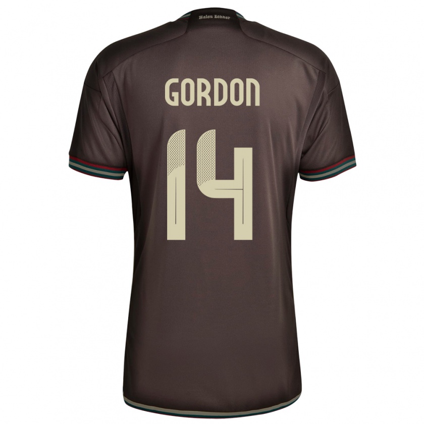 Kandiny Donna Maglia Giamaica Ashton Gordon #14 Marrone Notte Kit Gara Away 24-26 Maglietta