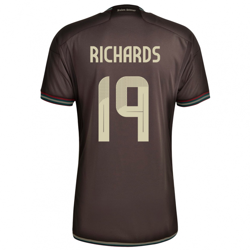 Kandiny Donna Maglia Giamaica Davia Richards #19 Marrone Notte Kit Gara Away 24-26 Maglietta