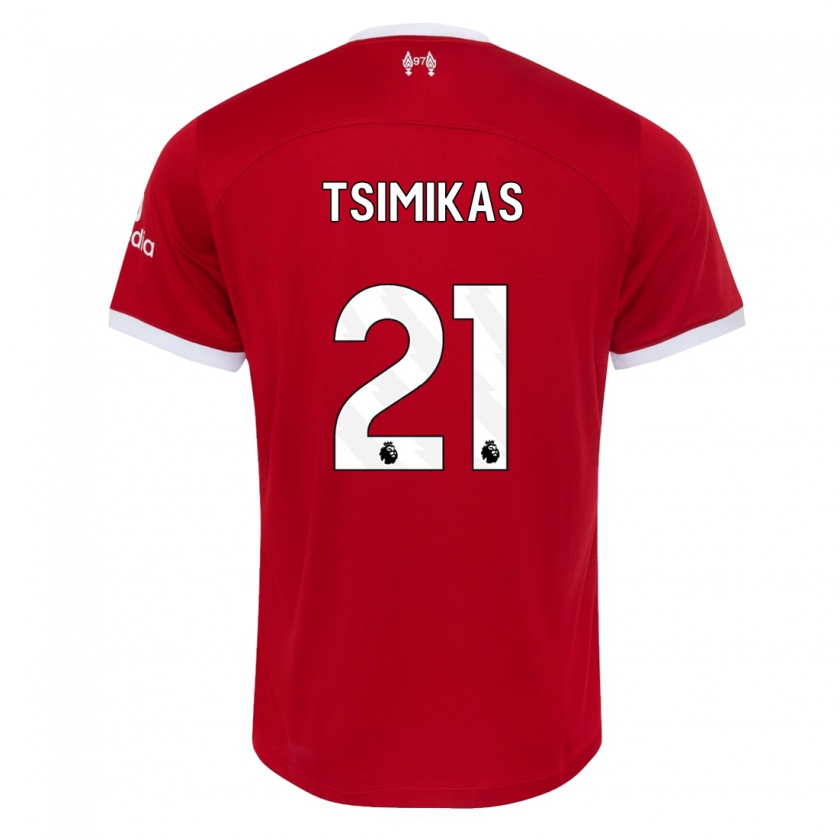 Kandiny Kinderen Konstantinos Tsimikas #21 Rood Thuisshirt Thuistenue 2023/24 T-Shirt België