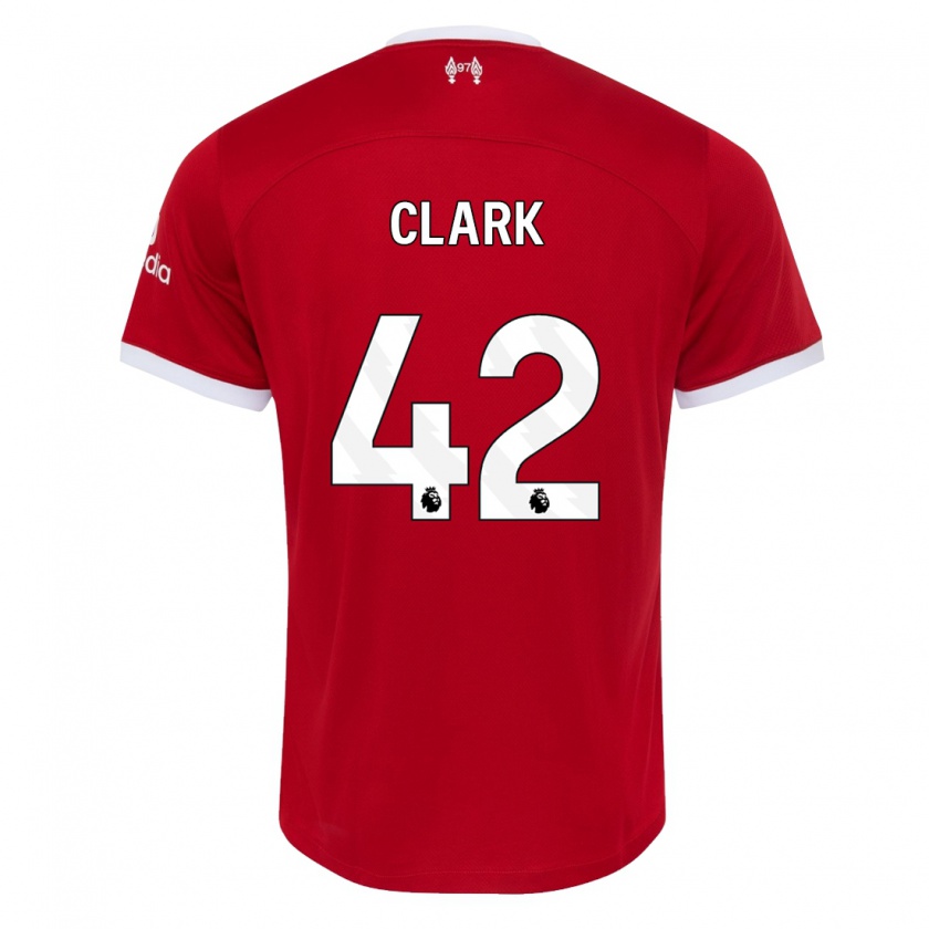 Kandiny Kinderen Bobby Clark #42 Rood Thuisshirt Thuistenue 2023/24 T-Shirt België