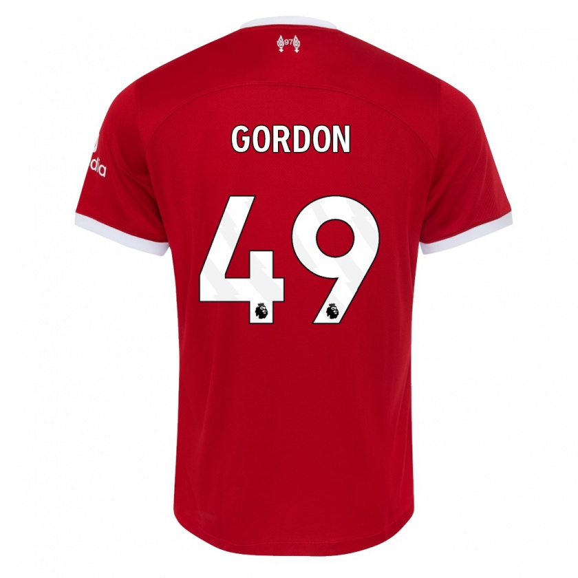 Kandiny Kinderen Kaide Gordon #49 Rood Thuisshirt Thuistenue 2023/24 T-Shirt België