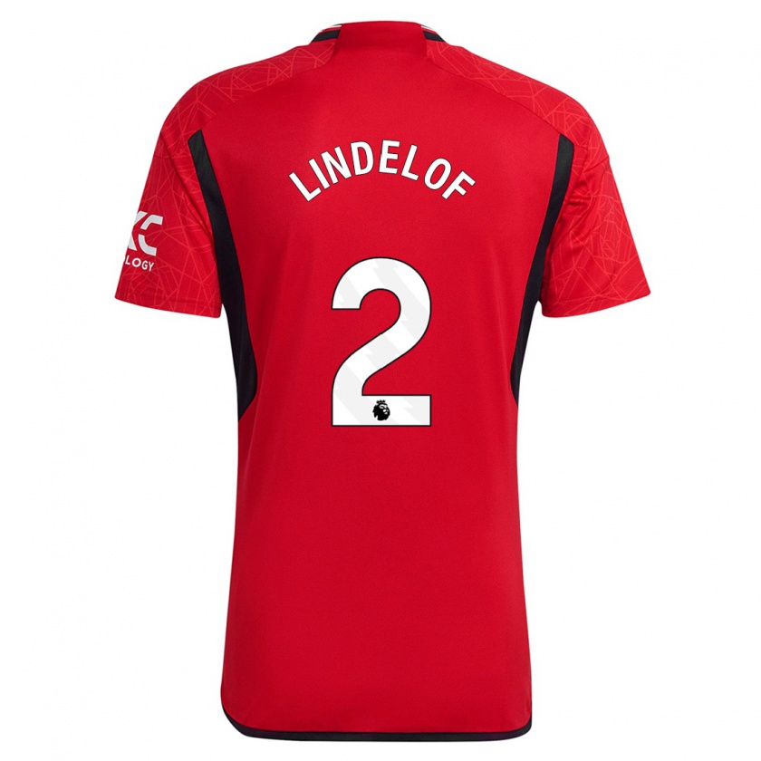 Kandiny Bambino Maglia Victor Lindelöf #2 Rosso Kit Gara Home 2023/24 Maglietta