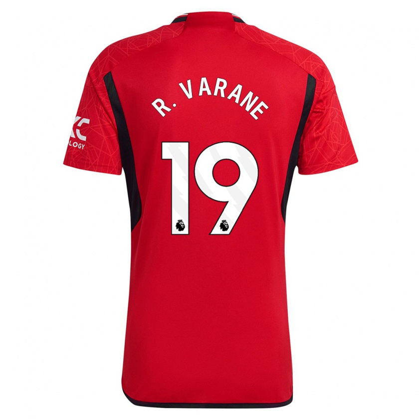 Kandiny Niño Camiseta Raphaël Varane #19 Rojo 1ª Equipación 2023/24 La Camisa