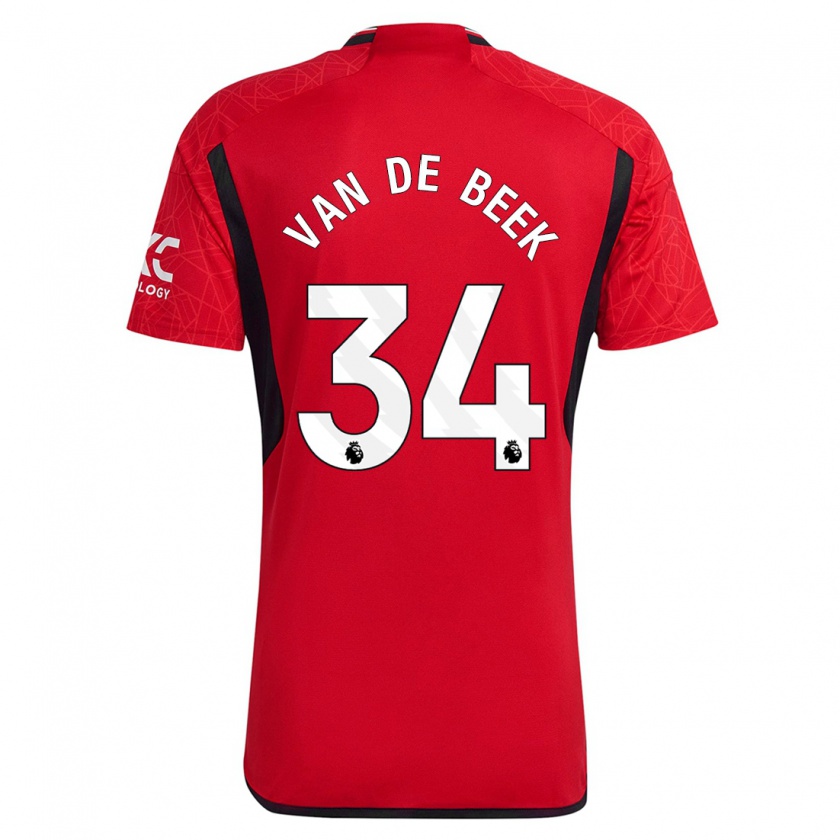 Kandiny Bambino Maglia Donny Van De Beek #34 Rosso Kit Gara Home 2023/24 Maglietta