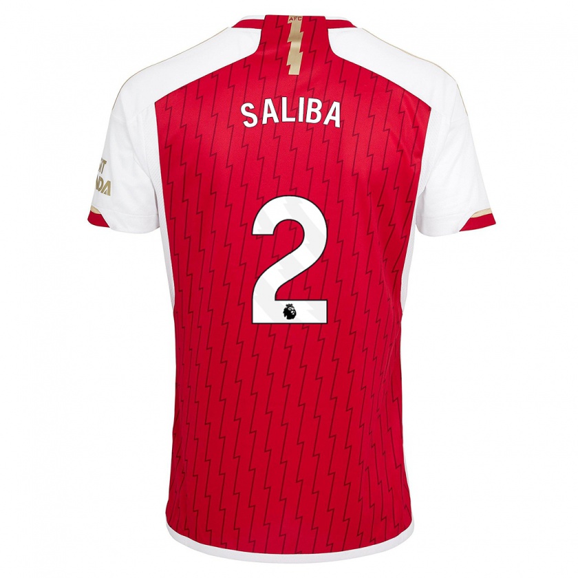 Kandiny Bambino Maglia William Saliba #2 Rosso Kit Gara Home 2023/24 Maglietta