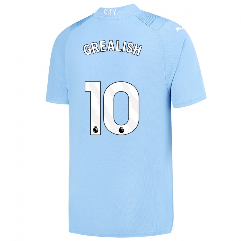 Kandiny Niño Camiseta Jack Grealish #10 Azul Claro 1ª Equipación 2023/24 La Camisa