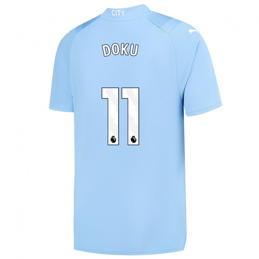 Kandiny Niño Camiseta Jérémy Doku #11 Azul Claro 1ª Equipación 2023/24 La Camisa