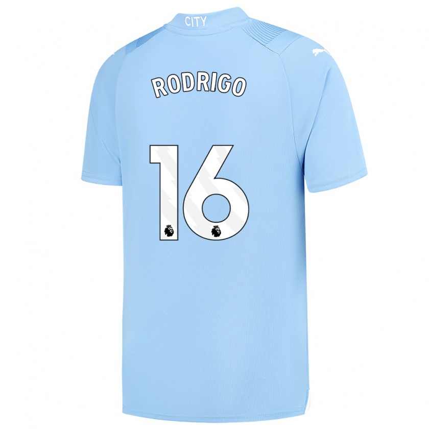 Kandiny Bambino Maglia Rodri #16 Azzurro Kit Gara Home 2023/24 Maglietta