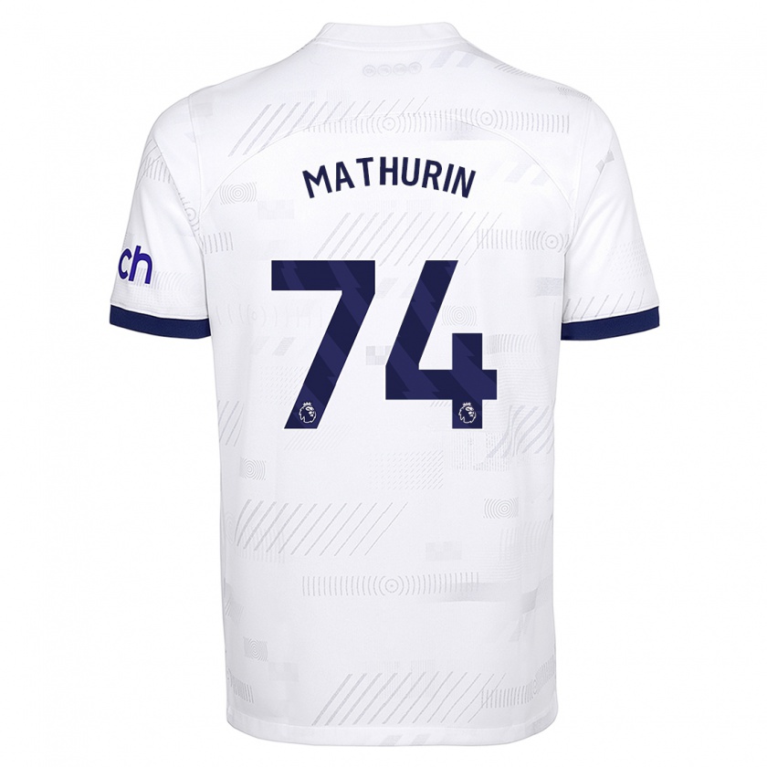 Kandiny Kinderen Roshaun Mathurin #74 Wit Thuisshirt Thuistenue 2023/24 T-Shirt België