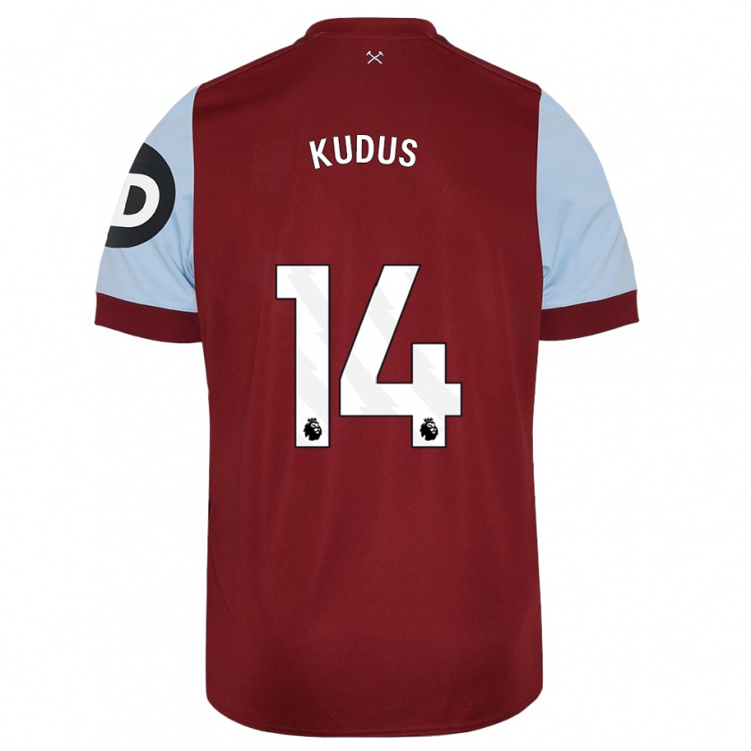 Kandiny Niño Camiseta Mohammed Kudus #14 Granate 1ª Equipación 2023/24 La Camisa