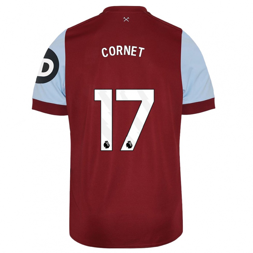 Kandiny Niño Camiseta Maxwel Cornet #17 Granate 1ª Equipación 2023/24 La Camisa