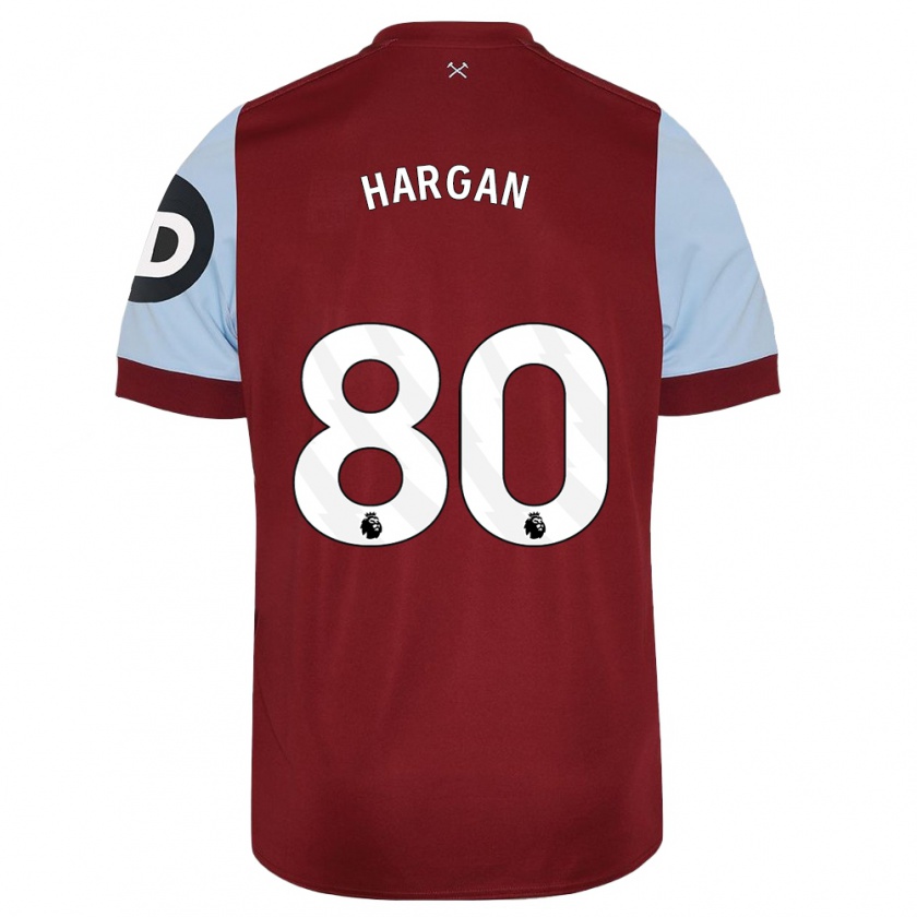 Kandiny Kinderen Riley Hargan #80 Kastanjebruin Thuisshirt Thuistenue 2023/24 T-Shirt België