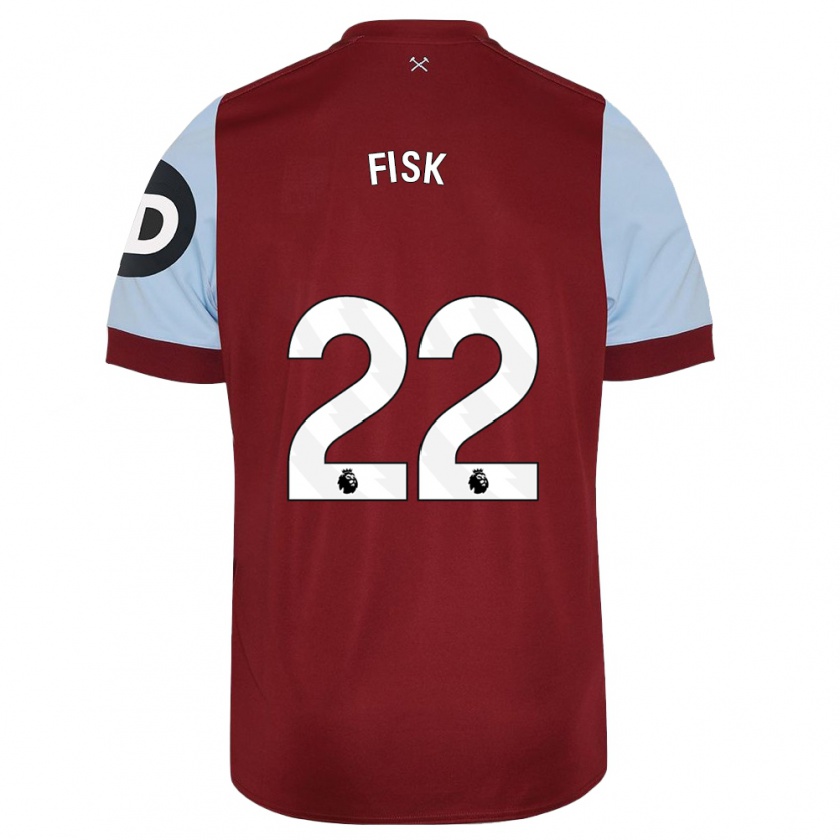 Kandiny Niño Camiseta Grace Fisk #22 Granate 1ª Equipación 2023/24 La Camisa