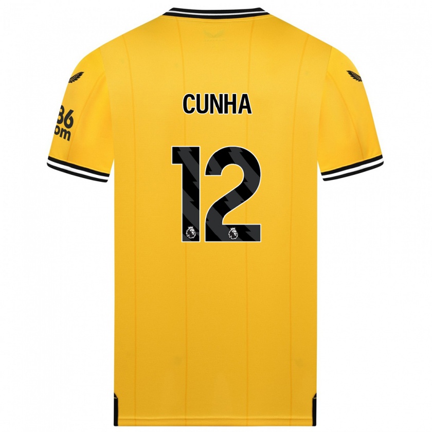 Kandiny Niño Camiseta Matheus Cunha #12 Amarillo 1ª Equipación 2023/24 La Camisa México