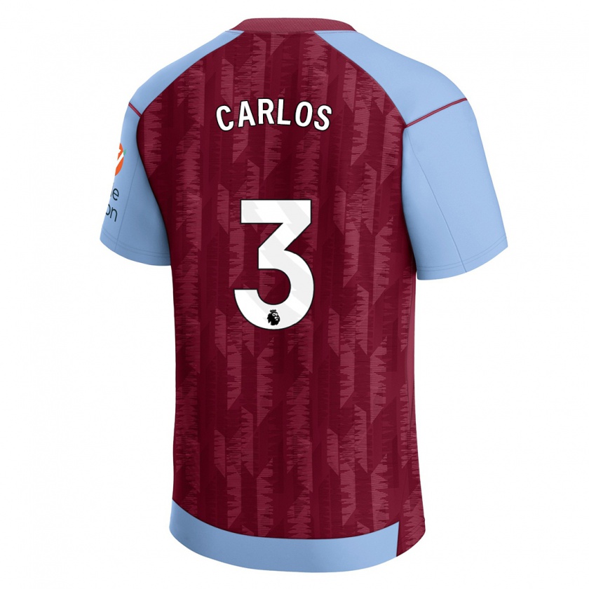 Kandiny Kinderen Diego Carlos #3 Claret Blauw Thuisshirt Thuistenue 2023/24 T-Shirt België