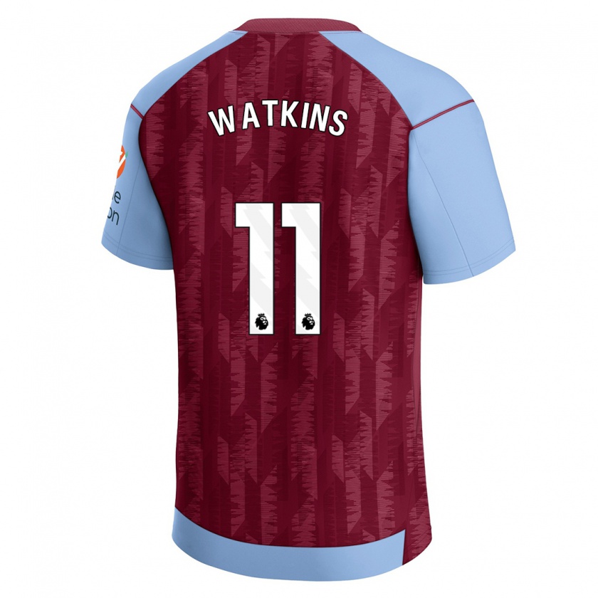 Kandiny Bambino Maglia Ollie Watkins #11 Blu Bordeaux Kit Gara Home 2023/24 Maglietta