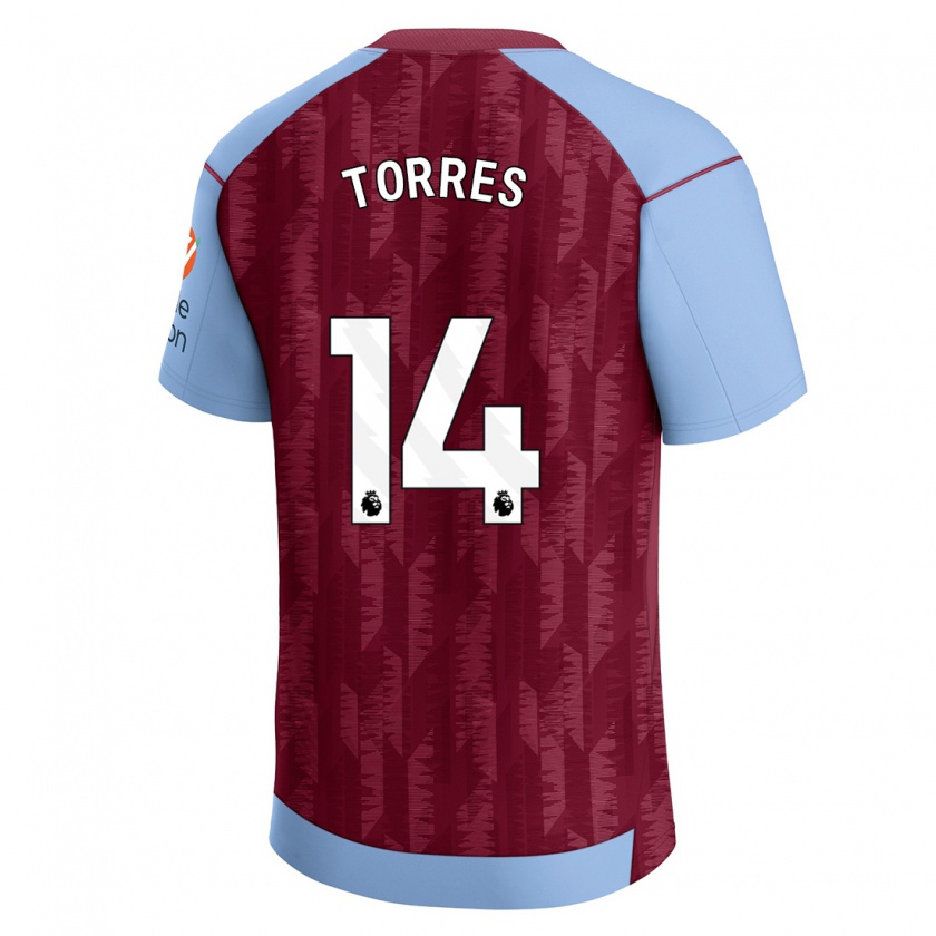 Kandiny Kinderen Pau Torres #14 Claret Blauw Thuisshirt Thuistenue 2023/24 T-Shirt België