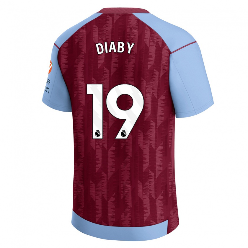 Kandiny Kinderen Moussa Diaby #19 Claret Blauw Thuisshirt Thuistenue 2023/24 T-Shirt België