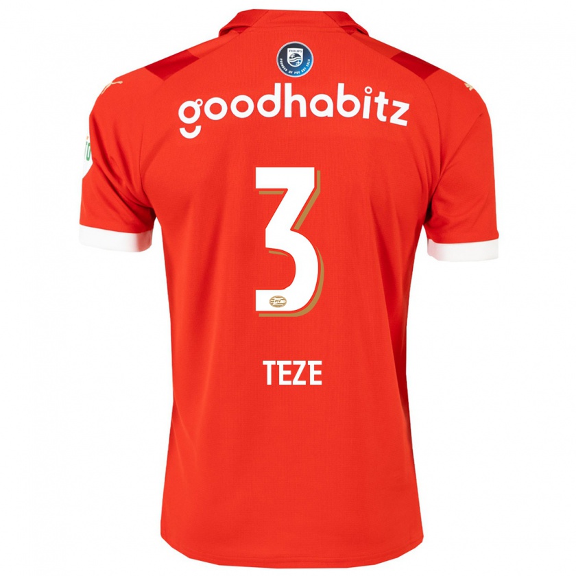 Kandiny Bambino Maglia Teze #3 Rosso Kit Gara Home 2023/24 Maglietta