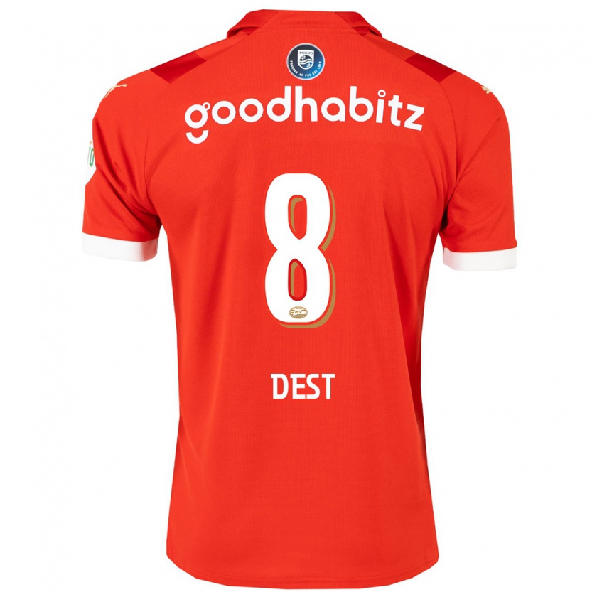 Kandiny Bambino Maglia Sergiño Dest #8 Rosso Kit Gara Home 2023/24 Maglietta