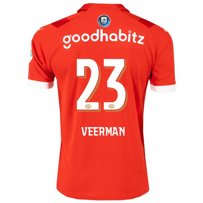 Kandiny Kinderen Joey Veerman #23 Rood Thuisshirt Thuistenue 2023/24 T-Shirt België