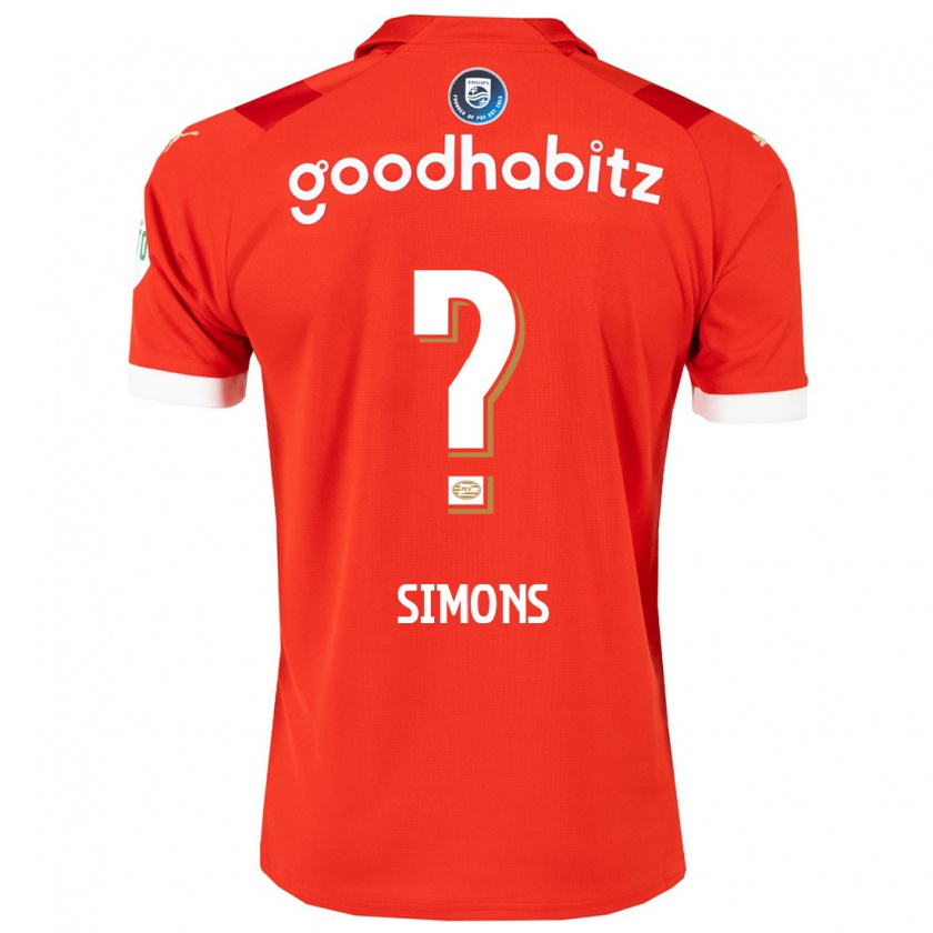 Kandiny Kinderen Jevon Simons #0 Rood Thuisshirt Thuistenue 2023/24 T-Shirt België