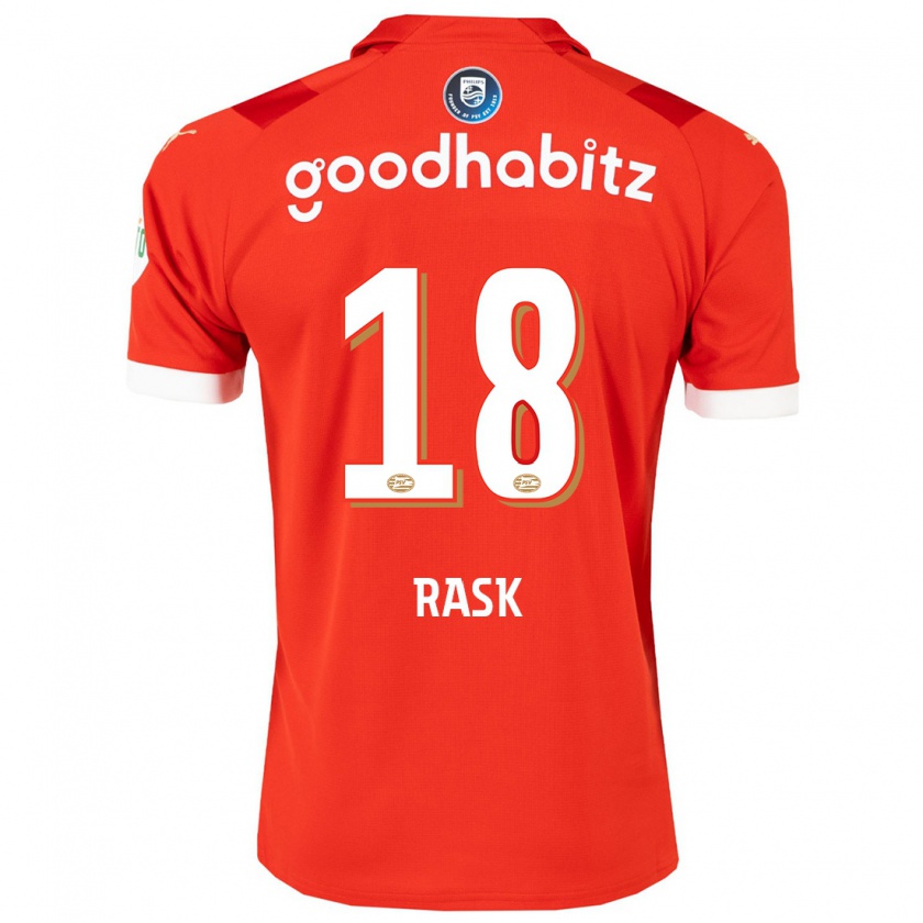 Kandiny Bambino Maglia Caroline Rask #18 Rosso Kit Gara Home 2023/24 Maglietta