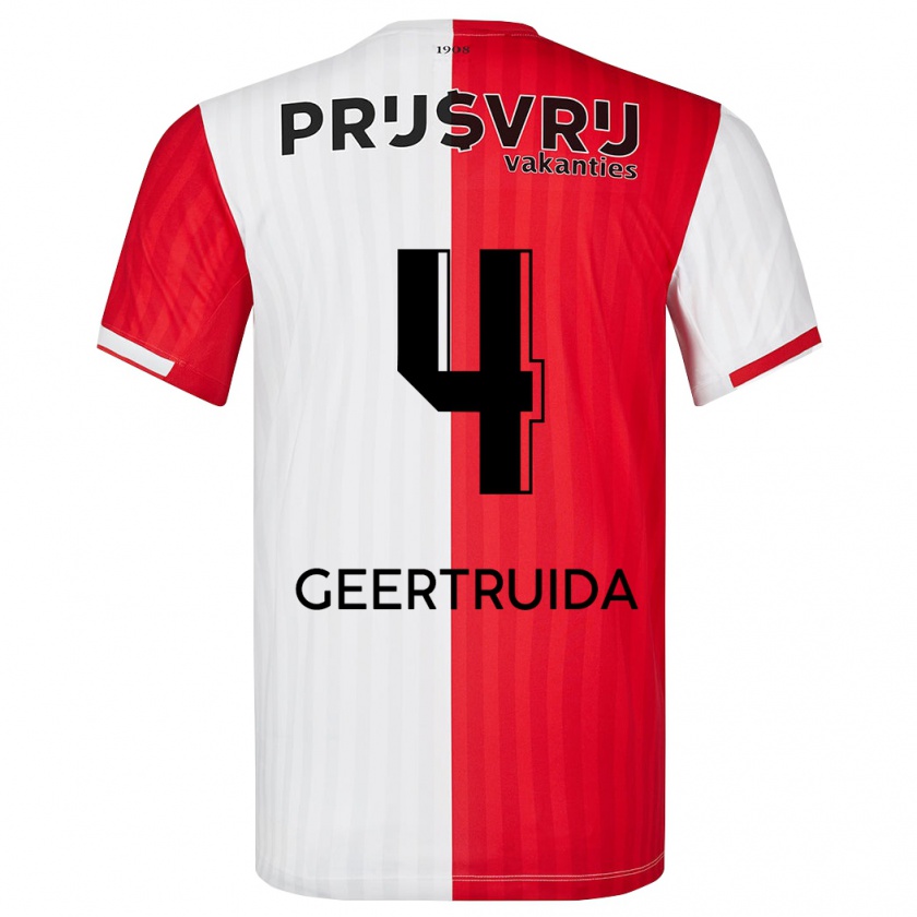 Kandiny Bambino Maglia Lutsharel Geertruida #4 Rosso Bianco Kit Gara Home 2023/24 Maglietta