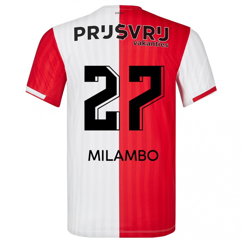 Kandiny Niño Camiseta Antoni Milambo #27 Rojo Blanco 1ª Equipación 2023/24 La Camisa México