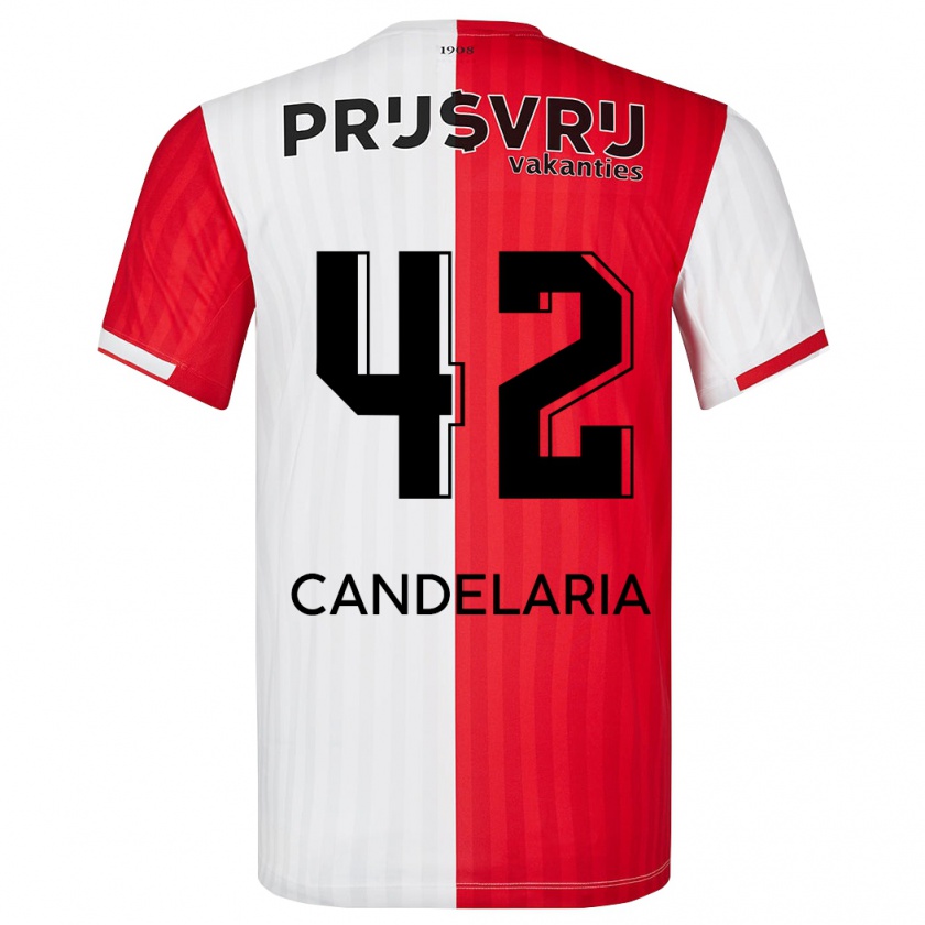 Kandiny Niño Camiseta Jayden Candelaria #42 Rojo Blanco 1ª Equipación 2023/24 La Camisa México