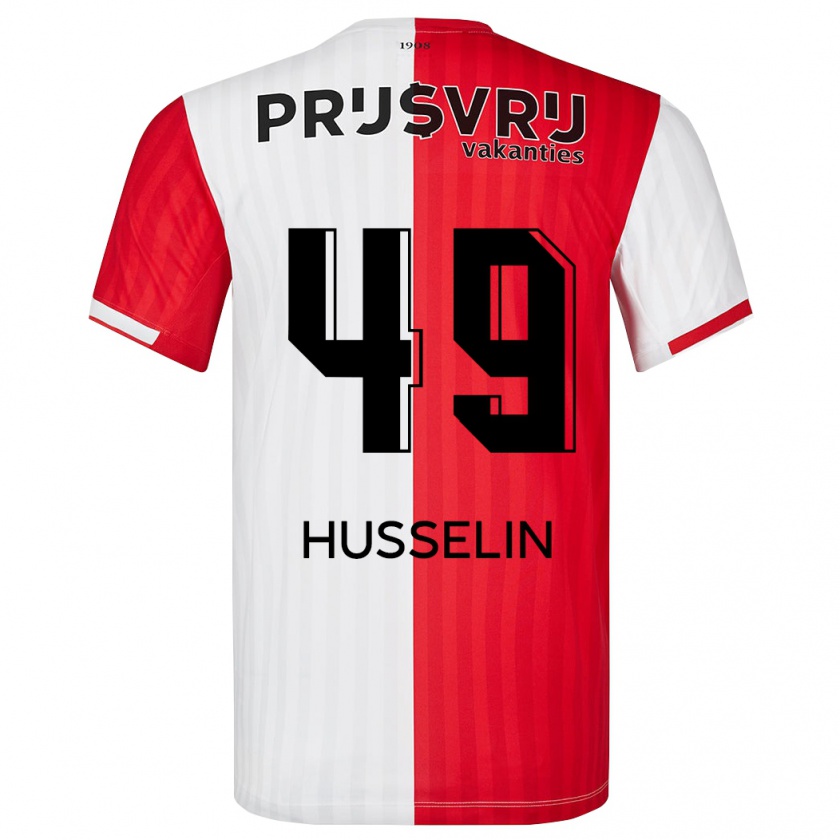 Kandiny Bambino Maglia Matéo Husselin #49 Rosso Bianco Kit Gara Home 2023/24 Maglietta