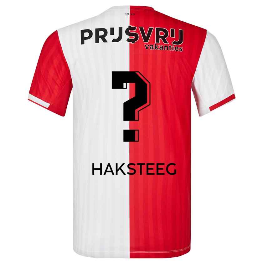 Kandiny Bambino Maglia Tim Haksteeg #0 Rosso Bianco Kit Gara Home 2023/24 Maglietta