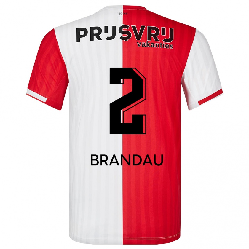 Kandiny Bambino Maglia Justine Brandau #2 Rosso Bianco Kit Gara Home 2023/24 Maglietta