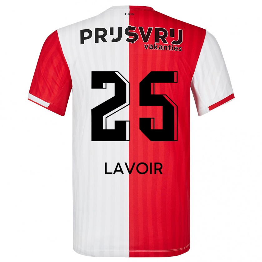 Kandiny Bambino Maglia Romee Van De Lavoir #25 Rosso Bianco Kit Gara Home 2023/24 Maglietta