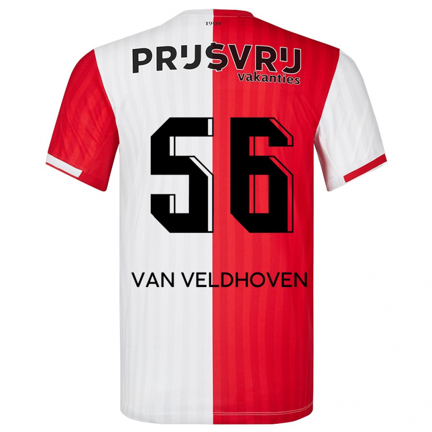 Kandiny Niño Camiseta Kars Van Veldhoven #56 Rojo Blanco 1ª Equipación 2023/24 La Camisa México