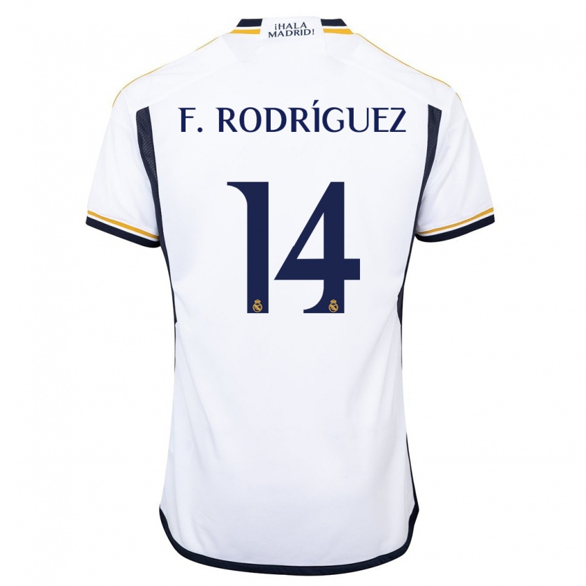 Kandiny Kinderen Fer Rodríguez #14 Wit Thuisshirt Thuistenue 2023/24 T-Shirt België